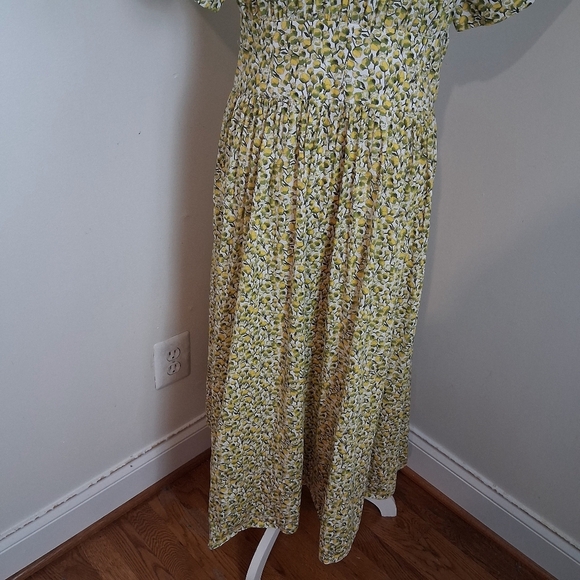 J. Crew Fitted Waist Shirtdress In Butter Yellow with Liberty Fabric Size 12 - Picture 6 of 13